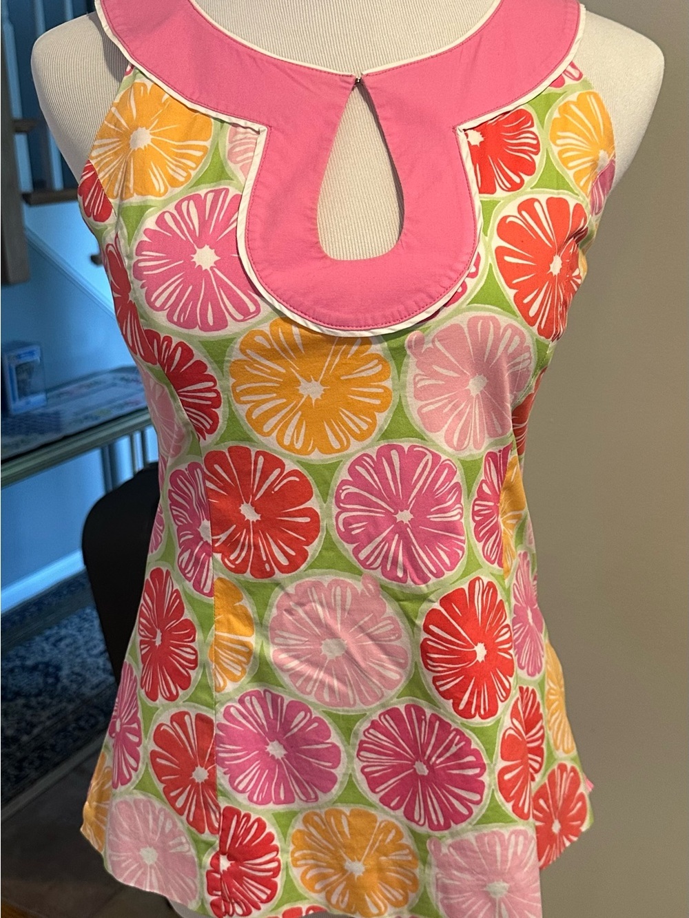 Lilly Pulitzer Vintage White Label Keyhole Top Grapefruit Juice Stand Sz 6 VGUC